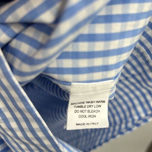 Bergdorf Goodman blue gingham long sleeve button up XL shirt - Picture 3 of 5